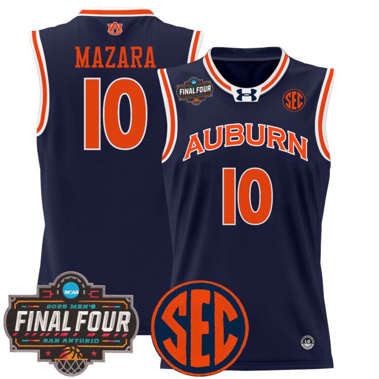 Men Auburn Tigers #10 Mazara blue 2025 Final Four Patch Lightweight  NCAA Jersey->ncaa teams->NCAA Jersey